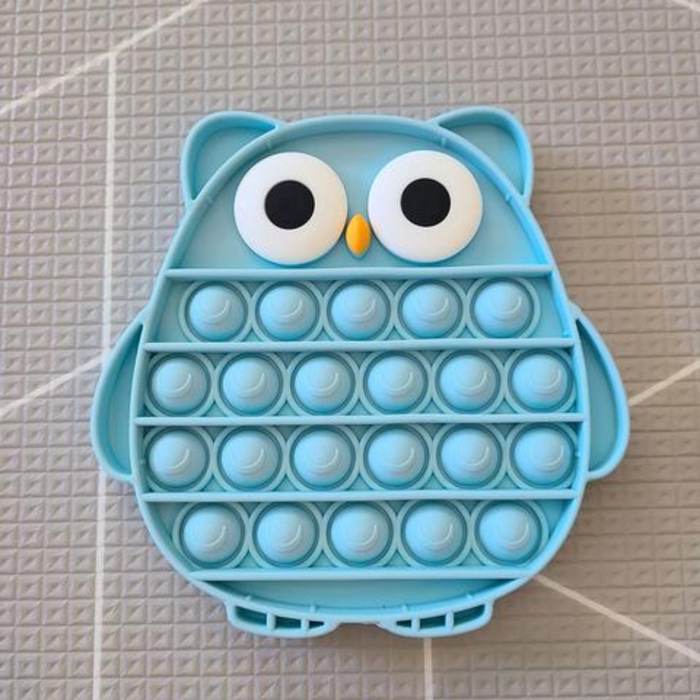 Owl Pop it Figet Toy Light Blue